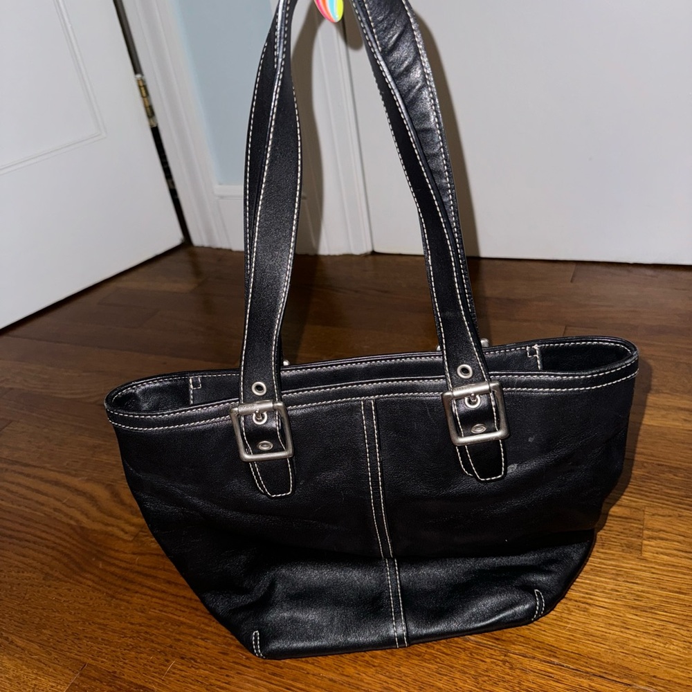 Vintage Black Coach Bucket Tote